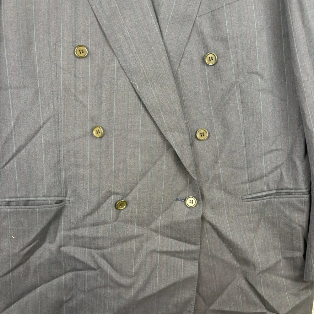 Canali Blazer Mens 46 Gray Pinstripe Double Breasted Wool Sport Coat Italy Y2K